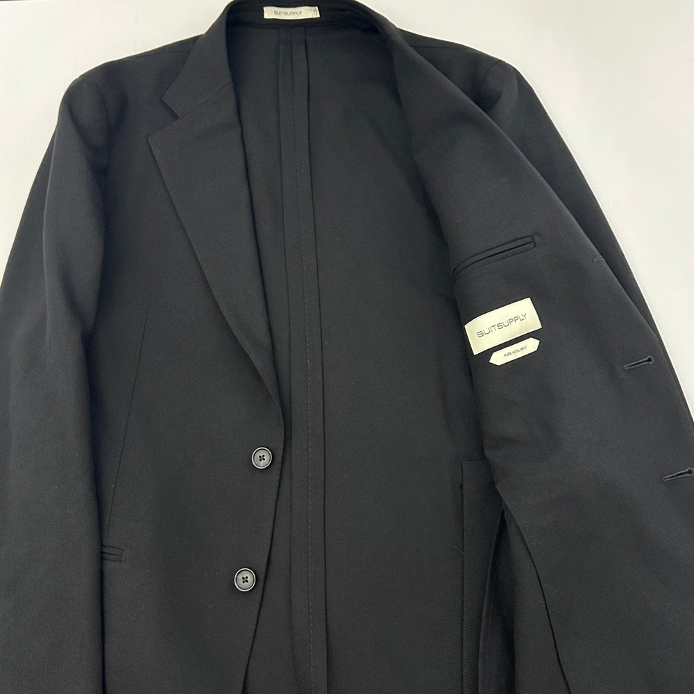 Suitsupply Blazer Mens 40R Black Havana Jetted Lanificio Rogna Wool Slim Jacket